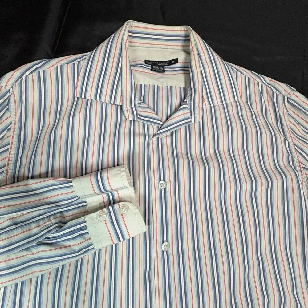 French Connection Blue and Red Striped Shirt long sleeve size medium